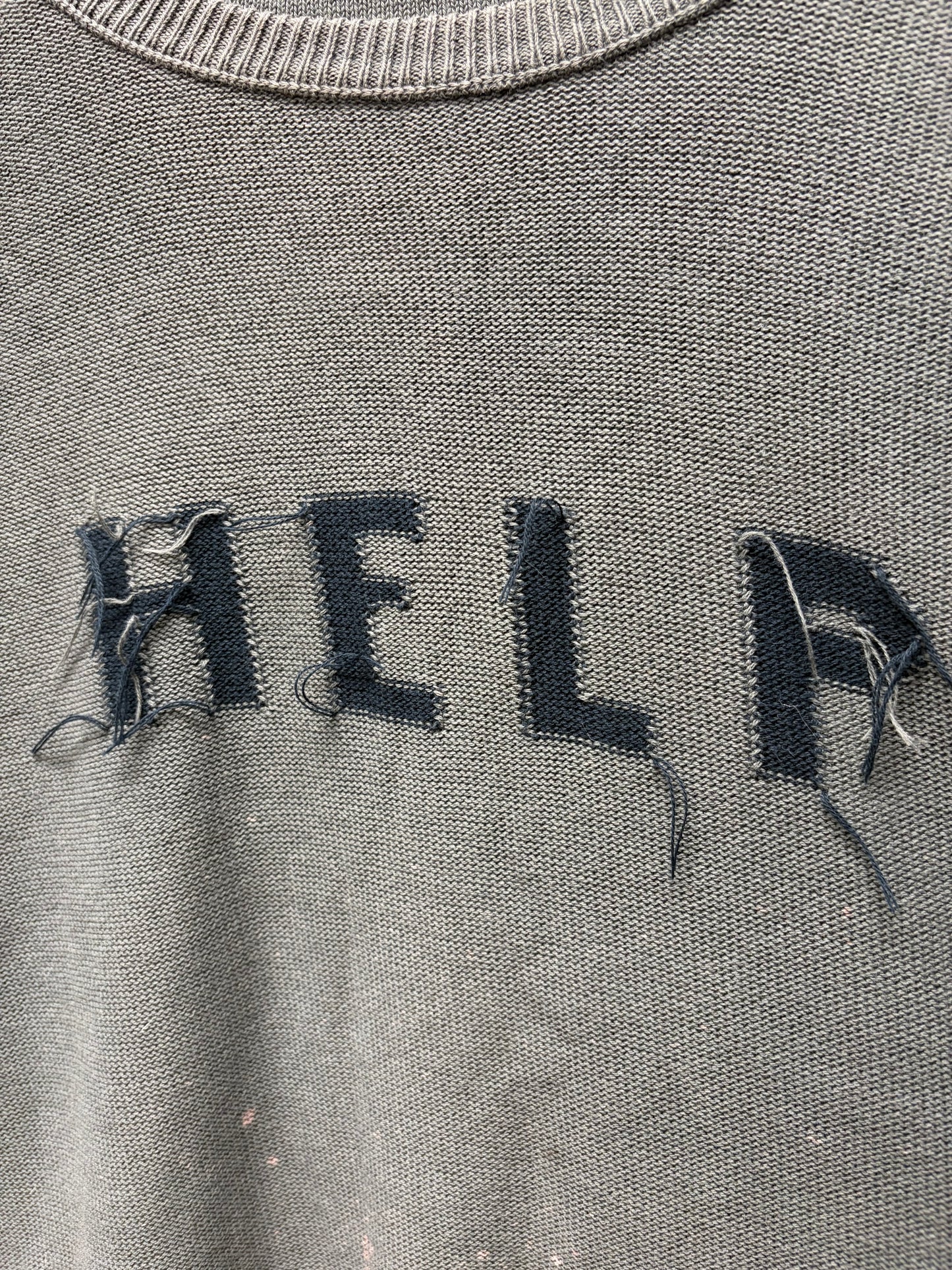 SS2006 Maison Martin Margiela ‘Help’ Distressed Grey Knitted Sweater