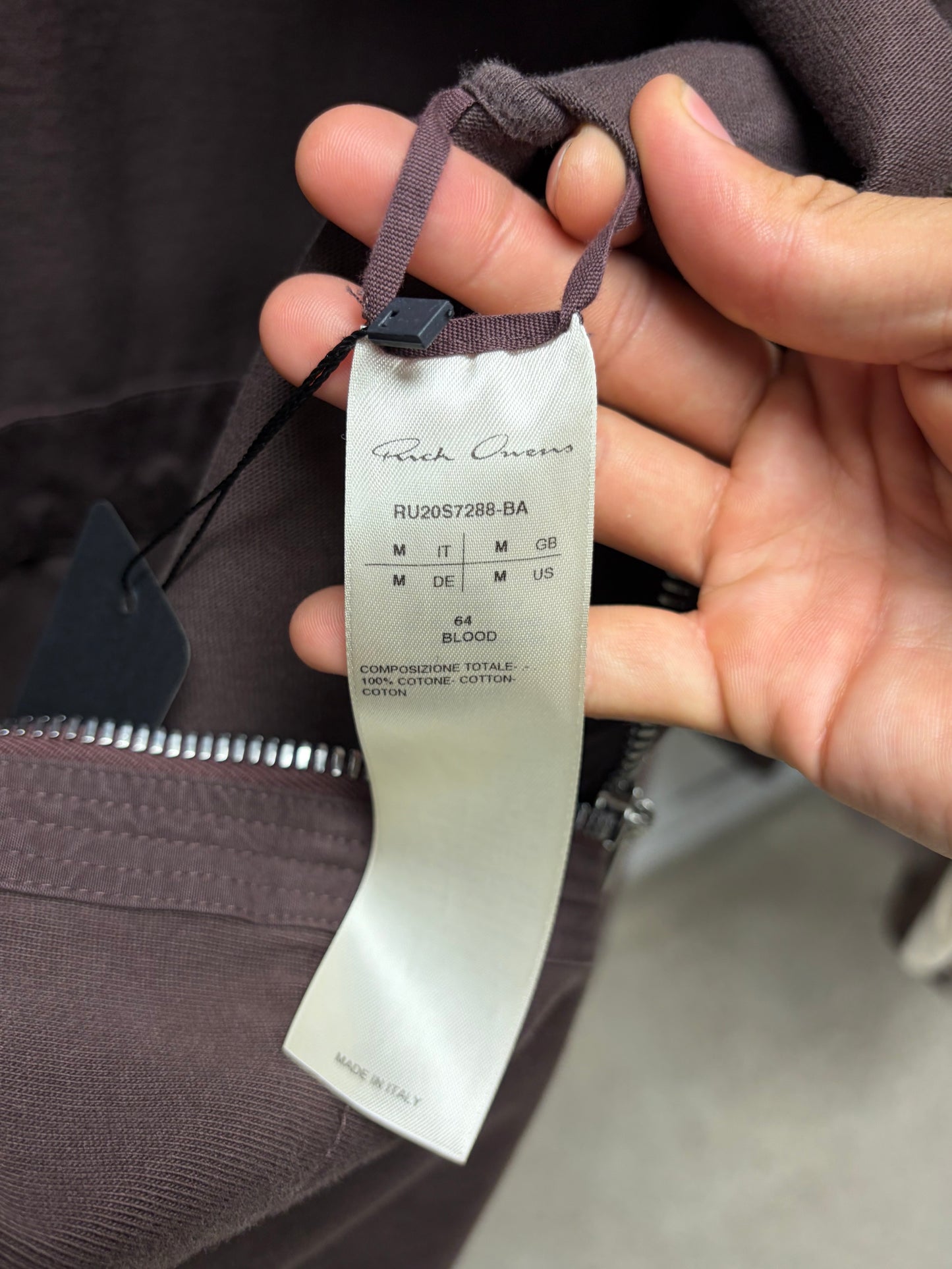 SS2020 Rick Owens ‘Tecuatl’ Blood ‘Jason’ Zip-Up Hoodie