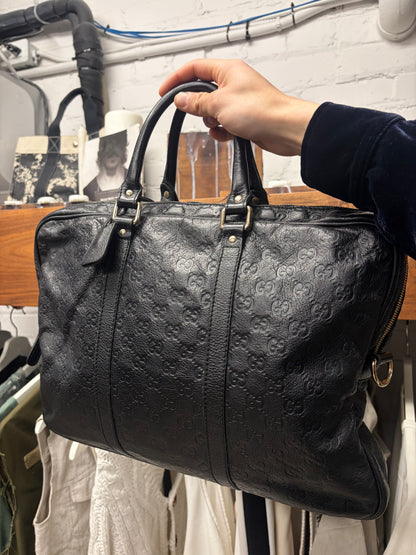 Gucci ‘Guccissima’ Embossed Monogram Black Leather Business Bag