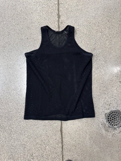 Helmut Lang Black Mesh Logo Tank Top