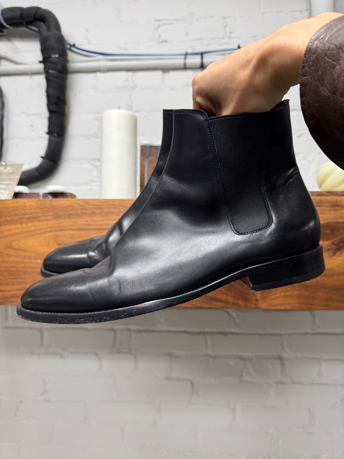Saint Laurent Black Calfskin Leather ‘Wyatt’ Ankle Boot