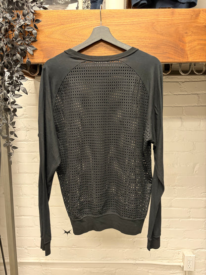 Diet Butcher Slim Skin Perforated Laser Cut Black Cotton Long Sleeve Shirt