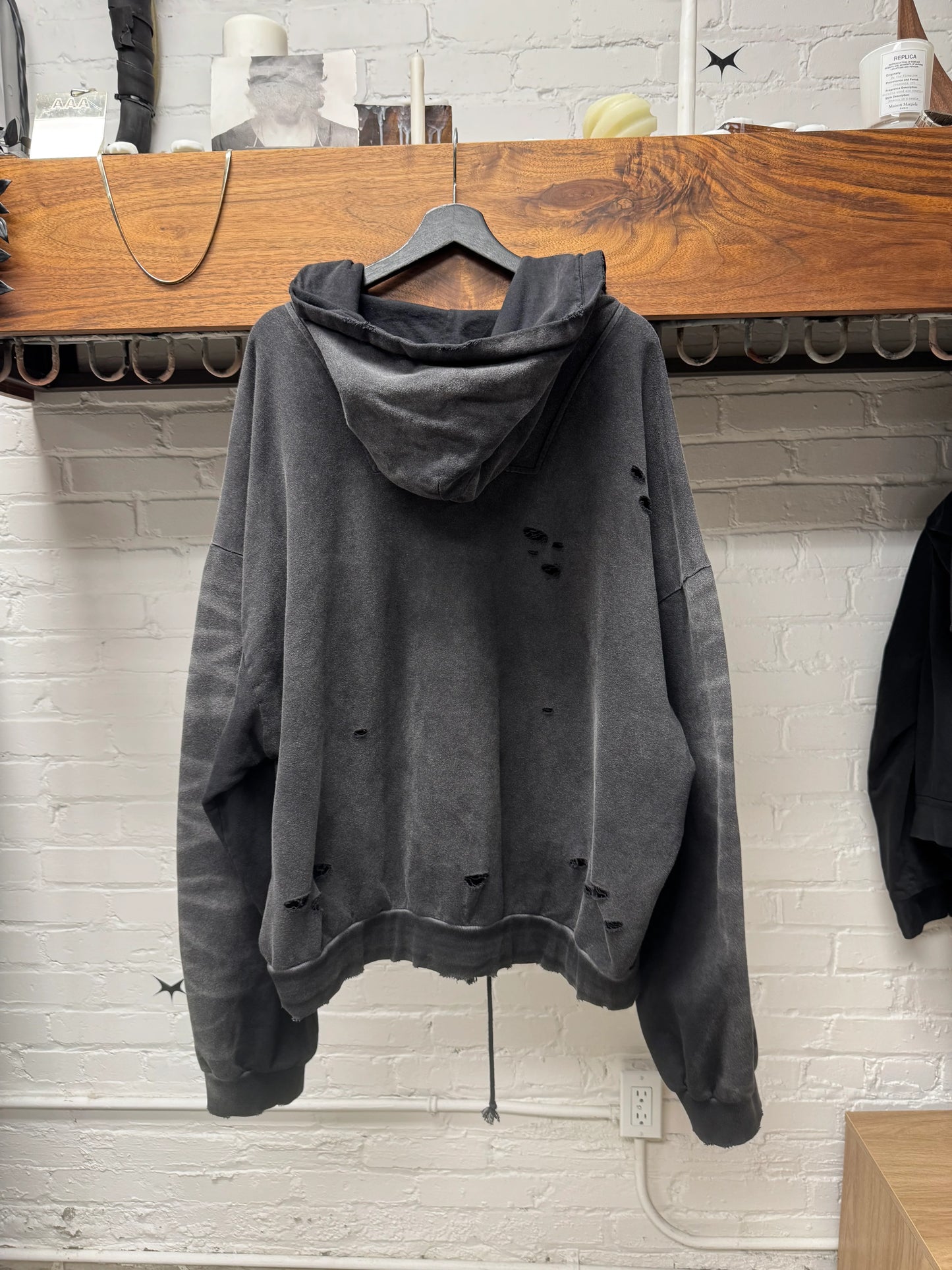 Project GR Collegiate ‘After-Hood’ Distressed Black Hoodie