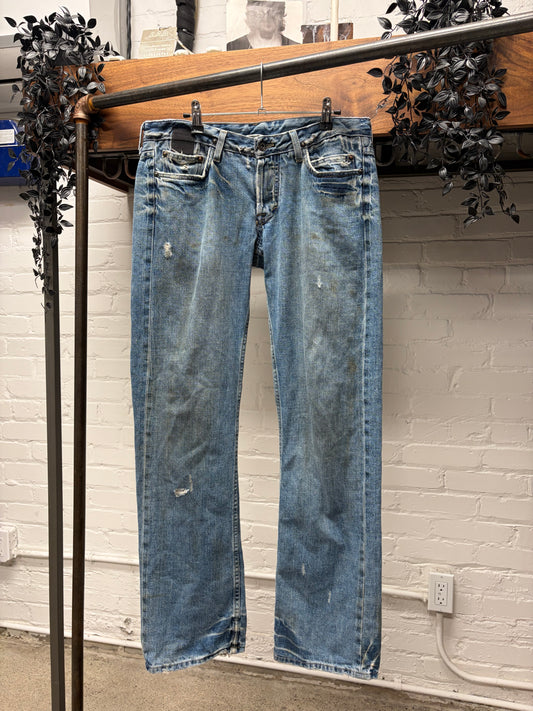 2000s Rick Owens ‘Slab’ Dirt Washed Blue Carpenter Denim