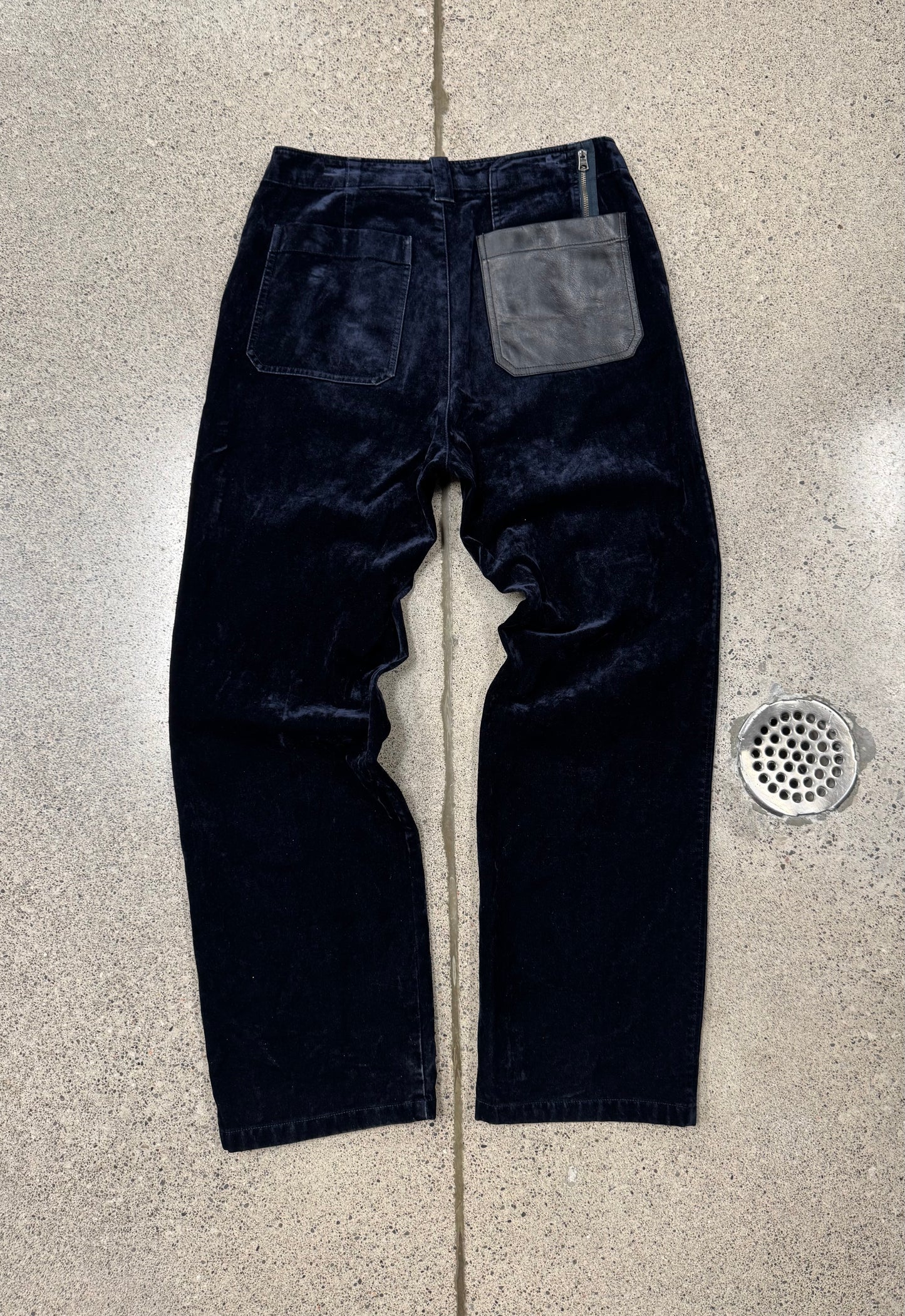 Acne Studios Dark BlueVelvet Leather Pocket Pants
