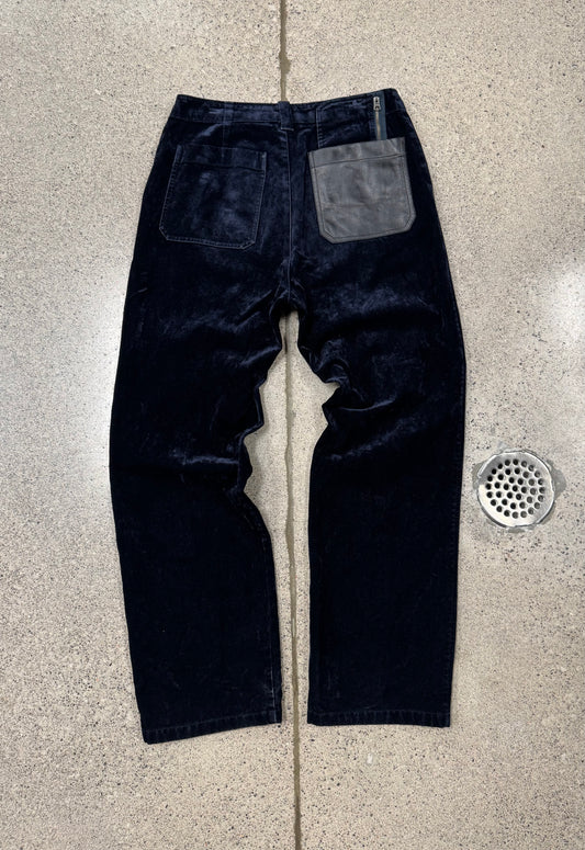 Acne Studios Dark BlueVelvet Leather Pocket Pants