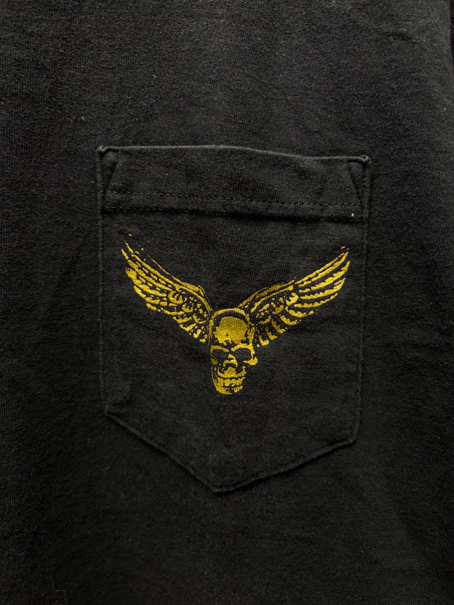 Vintage Chrome Hearts ‘Foti Wings’ Gold Skull Logo Black Graphic T-Shirt