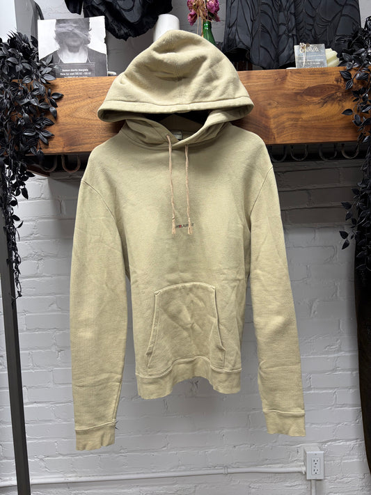 2020 Saint Laurent Minimal ‘Box Logo’ Tan Cotton Drawstring Hoodie