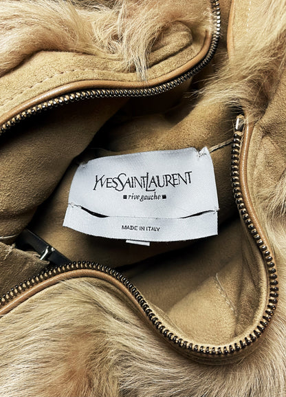 Spring Summer 2002 Yves Saint Laurent by Tom Ford ‘Safari Collection’ Suede & Faux Fur Trim Biker Jacket.