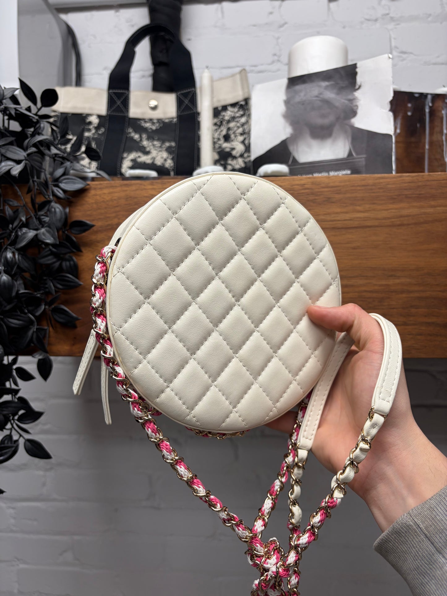 2019 Chanel ‘La Pausa’ Pink/White Lifesaver Rounded Crossbody Bag