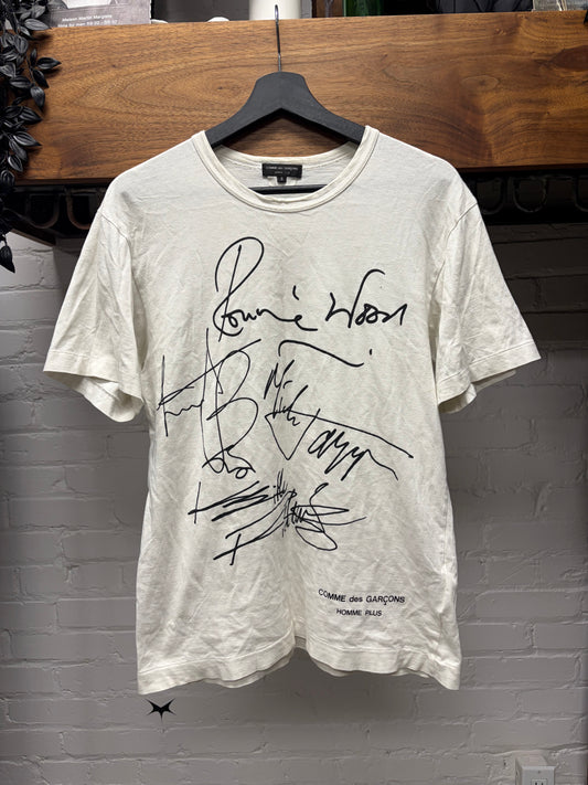 SS2005 Comme Des Garçons Homme Plus x Rolling Stones ‘Autograph’ White Graphic T-Shirt