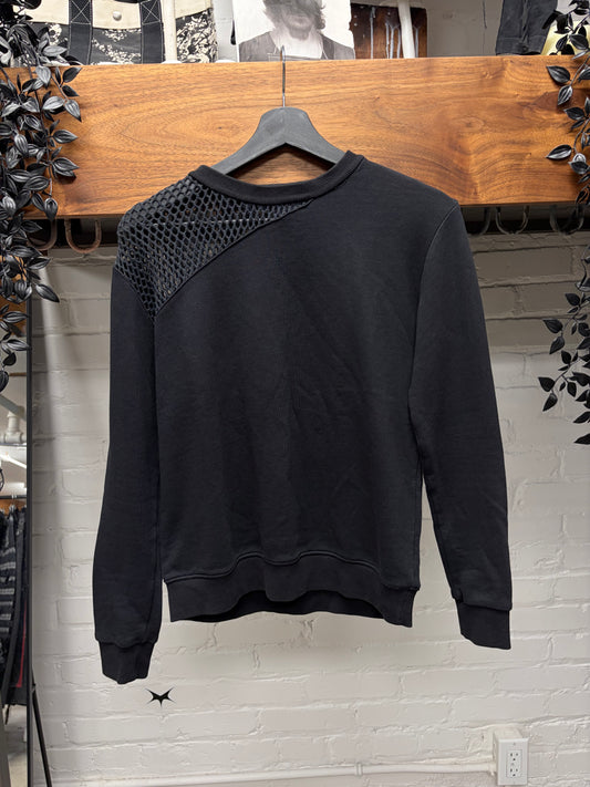 2013 Saint Laurent Hybrid Mesh/Cotton Asymmetric Shoulder Sweatshirt
