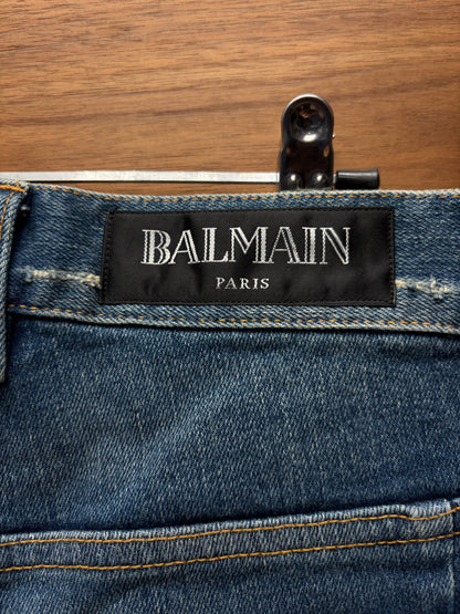 Balmain Distressed Classic Blue Washed Skinny Jeans