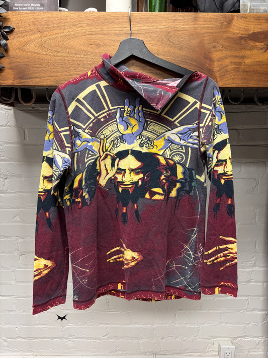Vintage Jean Paul Gaultier ‘Evil Psychic’ Zip-Collar Mesh Long Sleeve Shirt