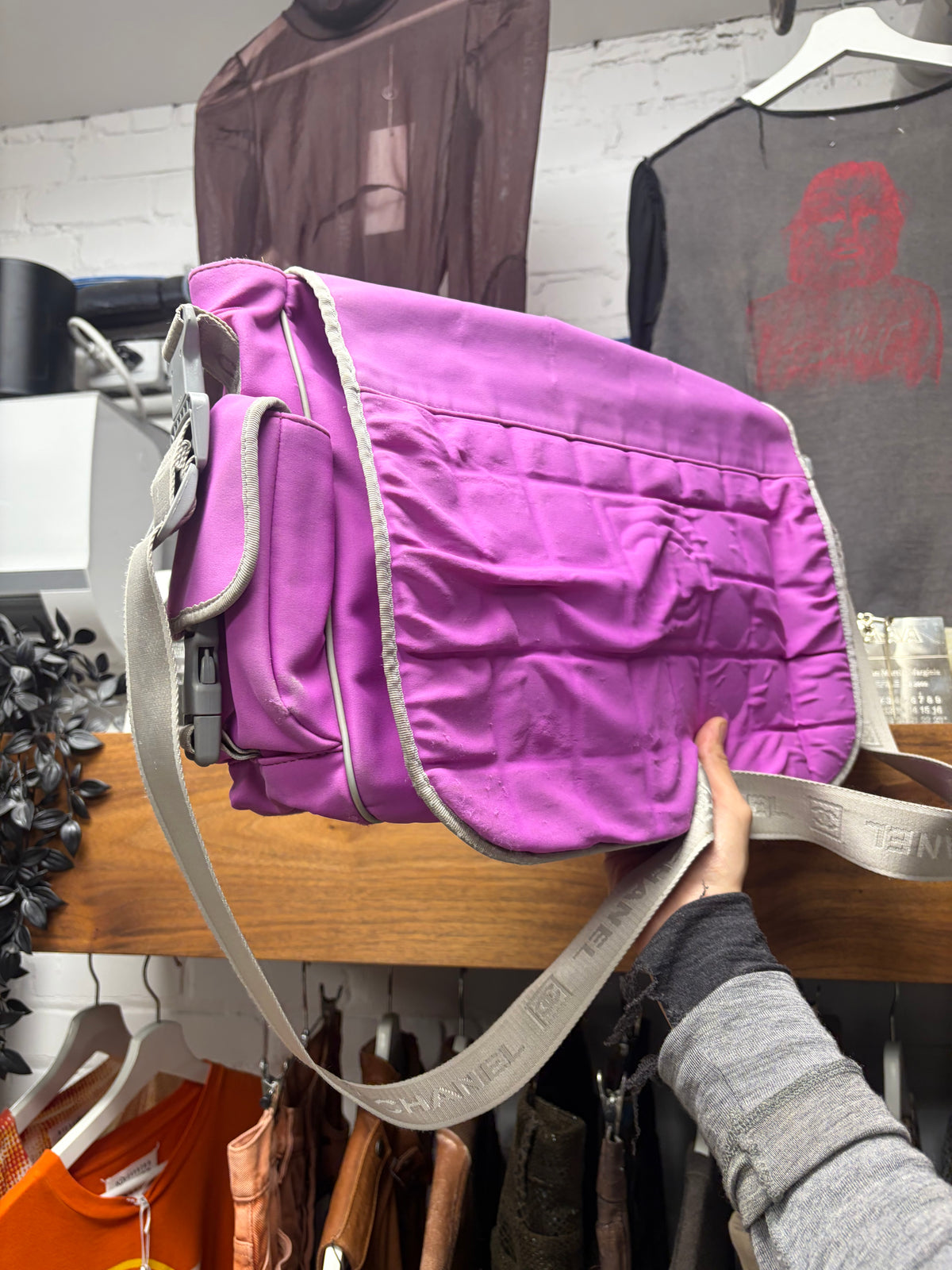 Chanel Sport Quilted Nylon Purple Crossbody/Shoulder Sling Bag