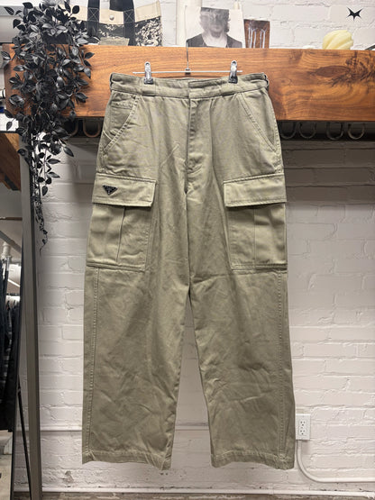 Prada Heavyweight Denim ‘Dust Brown’ Wide Leg Cargo Pants