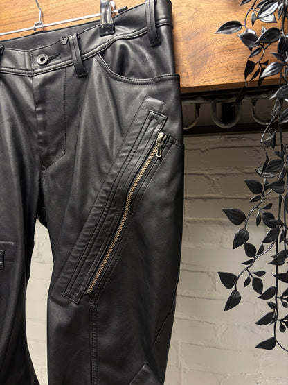 SS2023 Julius Synthetic Leather J-Cut Black Pants