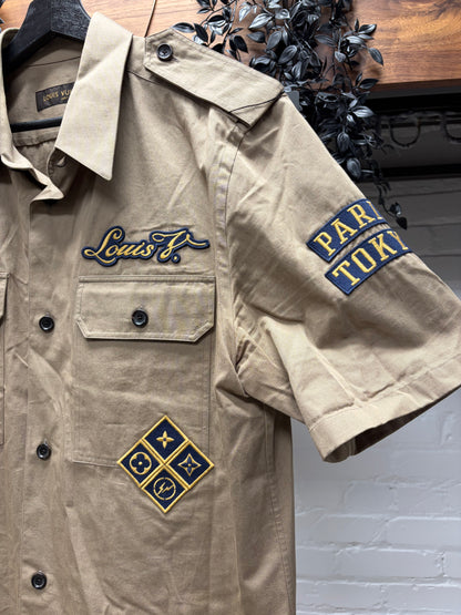 2017 Louis Vuitton x Fragment Military Inspired ‘Badges’ Collared Shirt