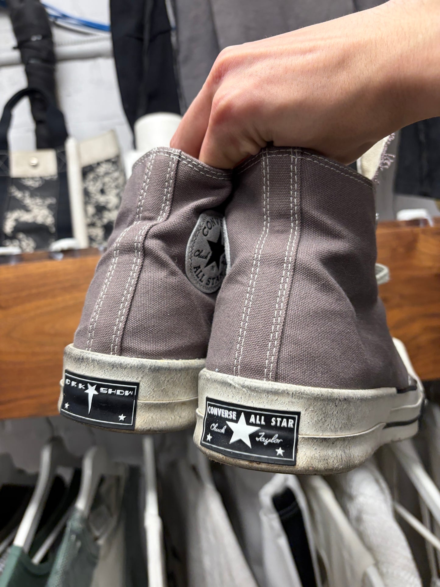 Rick Owens x Converse ‘TurboDRK’ Grey Square Toe High Top Sneakers
