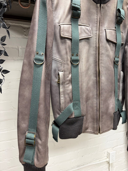 AW2003 Dolce & Gabbana Faded Lambskin Leather Bondage Strap Jacket