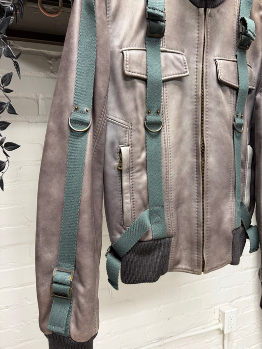 AW2003 Dolce & Gabbana Faded Lambskin Leather Bondage Strap Jacket