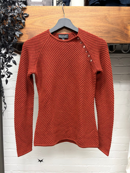 AW1995 Gucci by Tom Ford Asymmetric Henley Knit Sweater