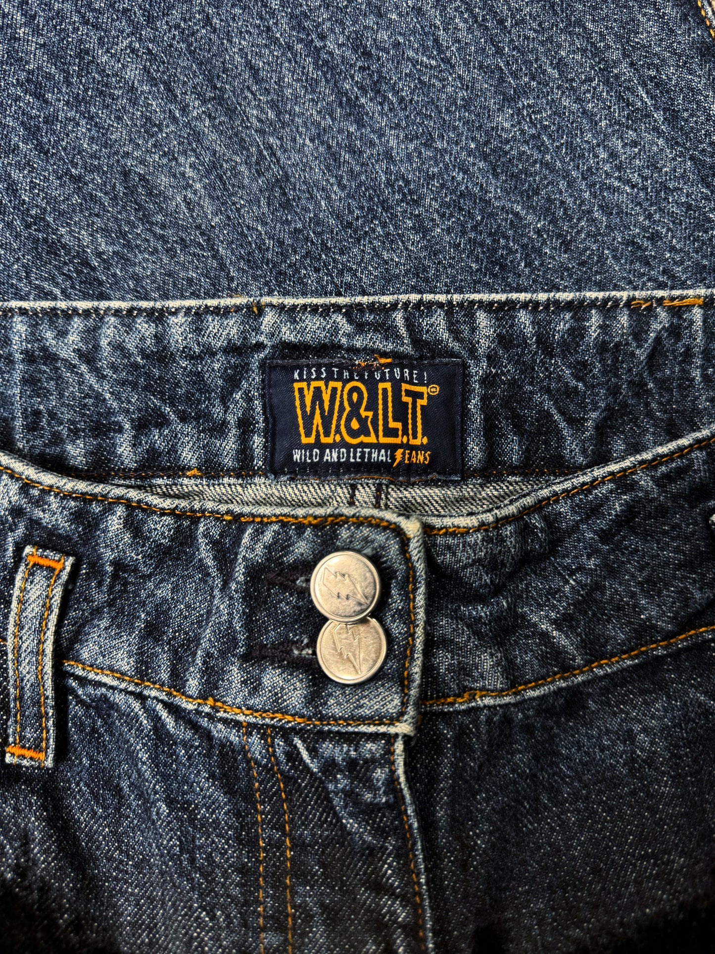 90s W&LT by Walter Van Beirendonck ‘Velour Strip’ Flared Denim