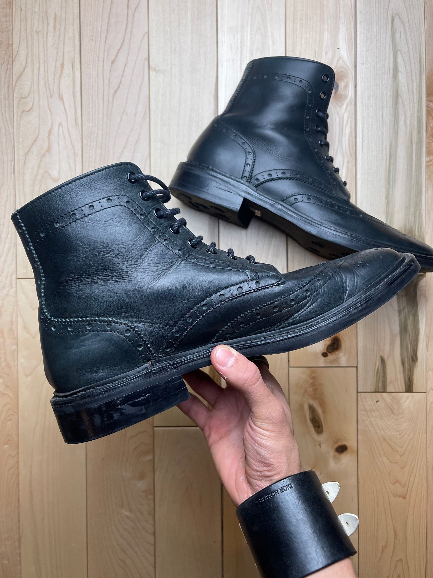 Katharine Hamnett London Black Brogue Leather Boots