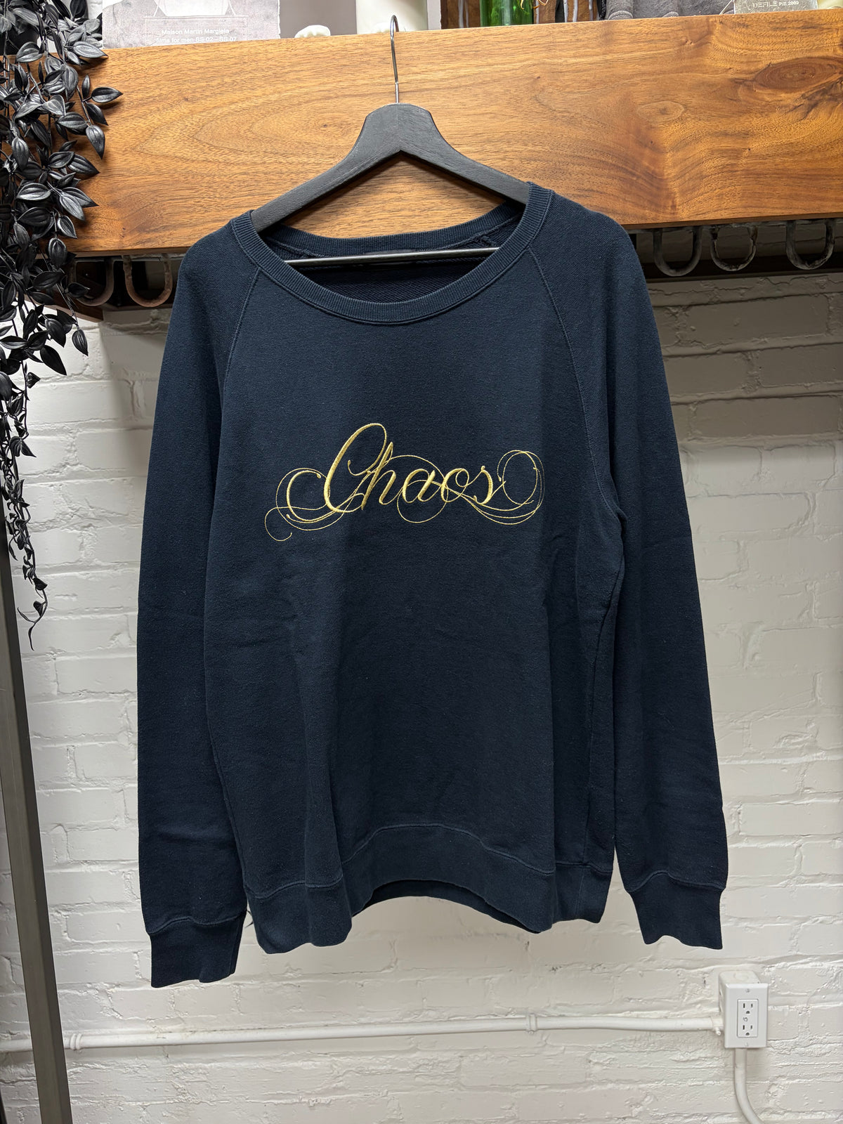 Undercover ‘Chaos’ Embroidered Cursive Navy Blue Sweatshirt