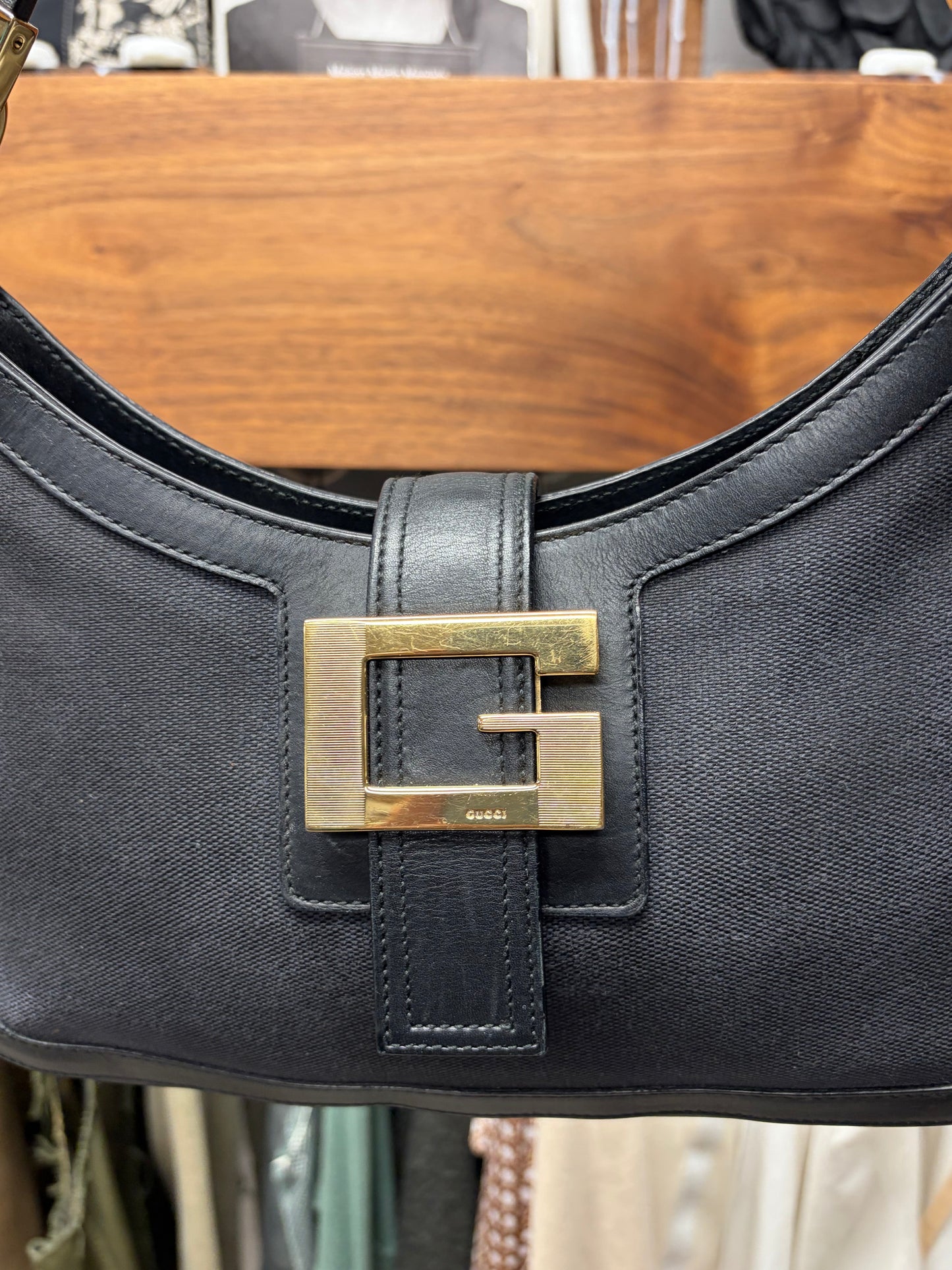 Vintage Gucci G-Buckle ‘Jackie’ Mini Black/Gold Hardware Shoulder Bag