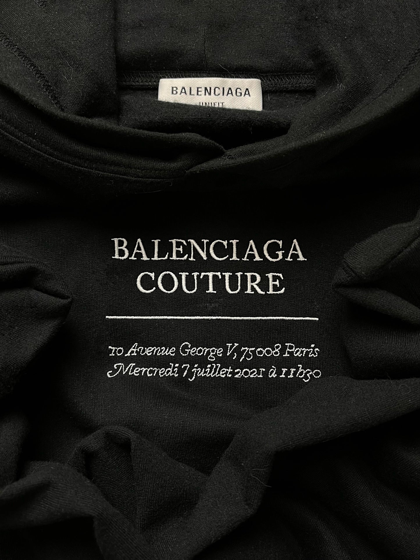 2021 Balenciaga Couture Embroidered ‘Paris’ Logo Hoodie