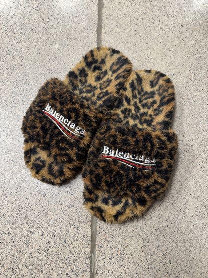 Balenciaga ‘Campaign’ Leopard Fuzzy Slides