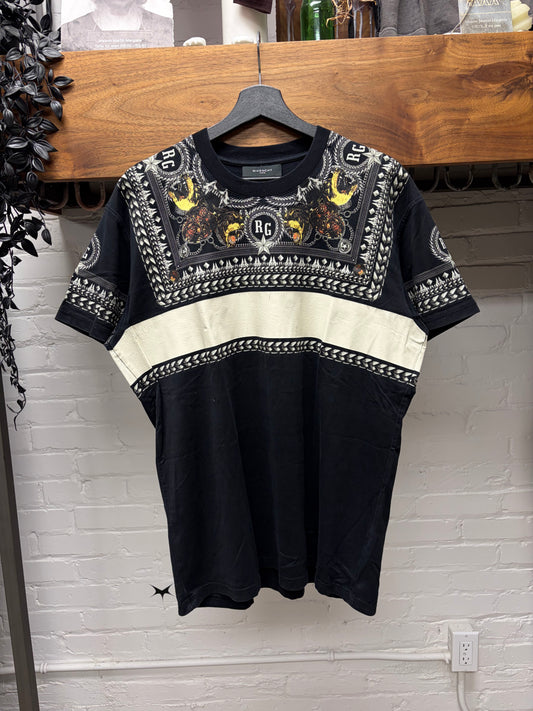 AW2011 Givenchy by Ricardo Tisci ‘Rottweiler Crest’ Striped Black Graphic T-Shirt
