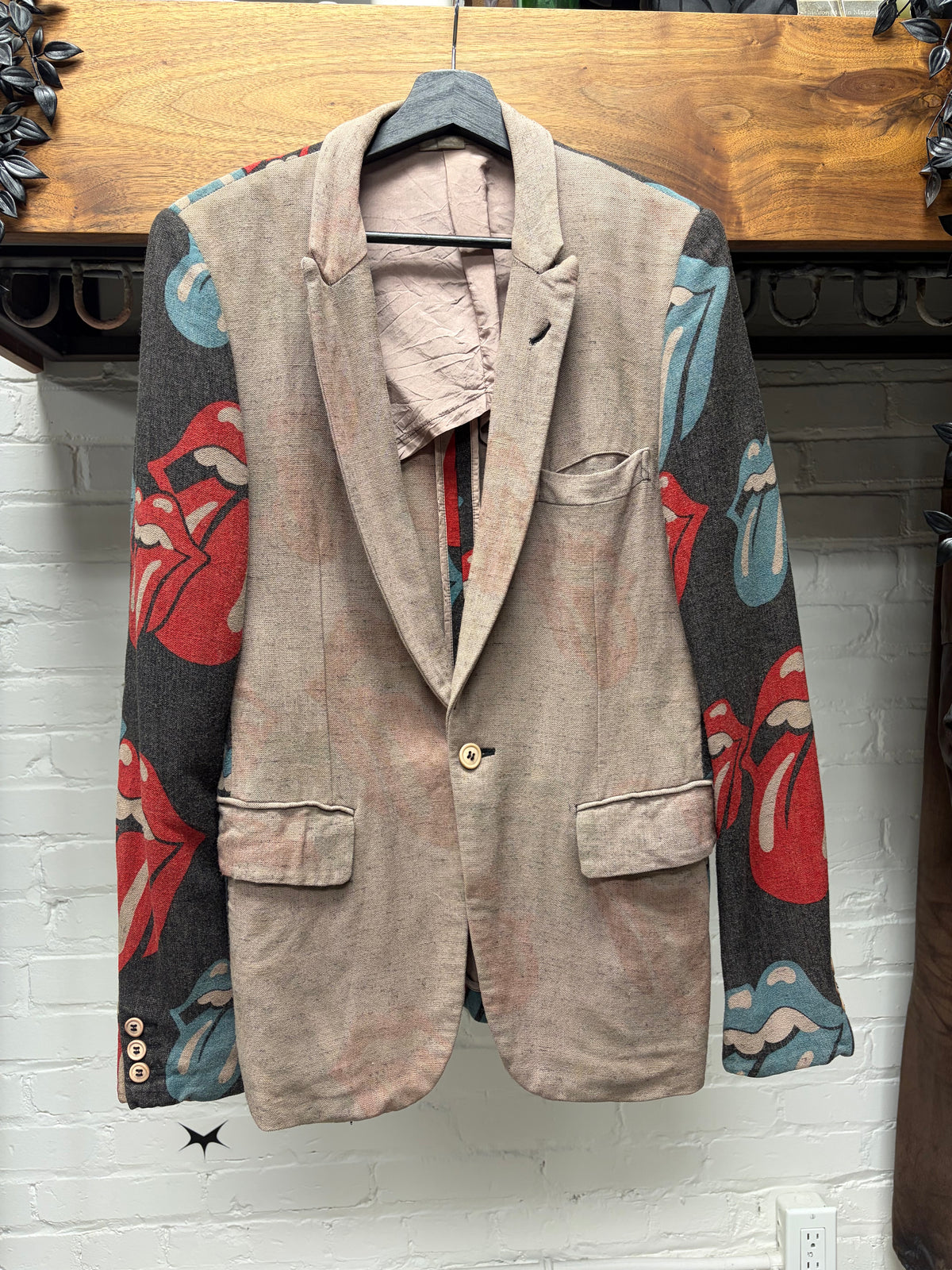 SS2005 Comme Des Garcons Homme Plus x Rolling Stones ‘Tongue & Lips’ Patchwork Blazer