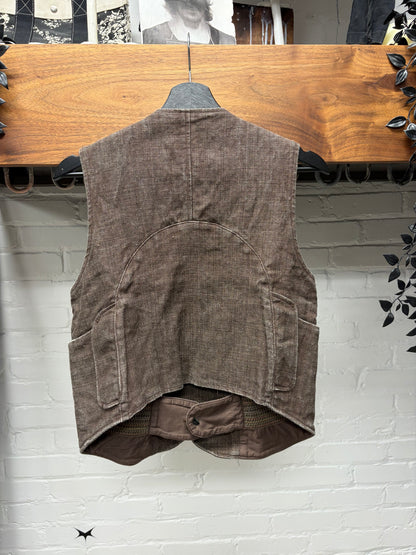 Kapital Asymmetric Buckle-Back Brown Linen Vest