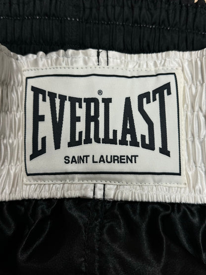 2019 Saint Laurent x Everlast Black Satin Boxing Shorts