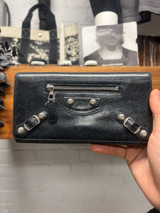 Balenciaga ‘Giant Continental’ Black Leather Long Wallet