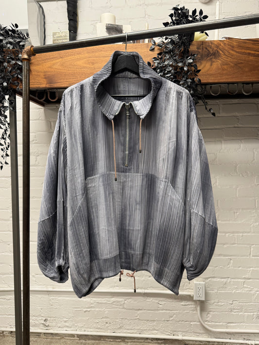 SS1991 Issey Miyake Runway Pleated Grey Windbreaker Jacket