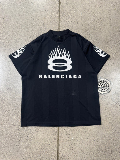 2024 Balenciaga ‘Unity Flame’ Mesh Logo Jersey T-Shirt