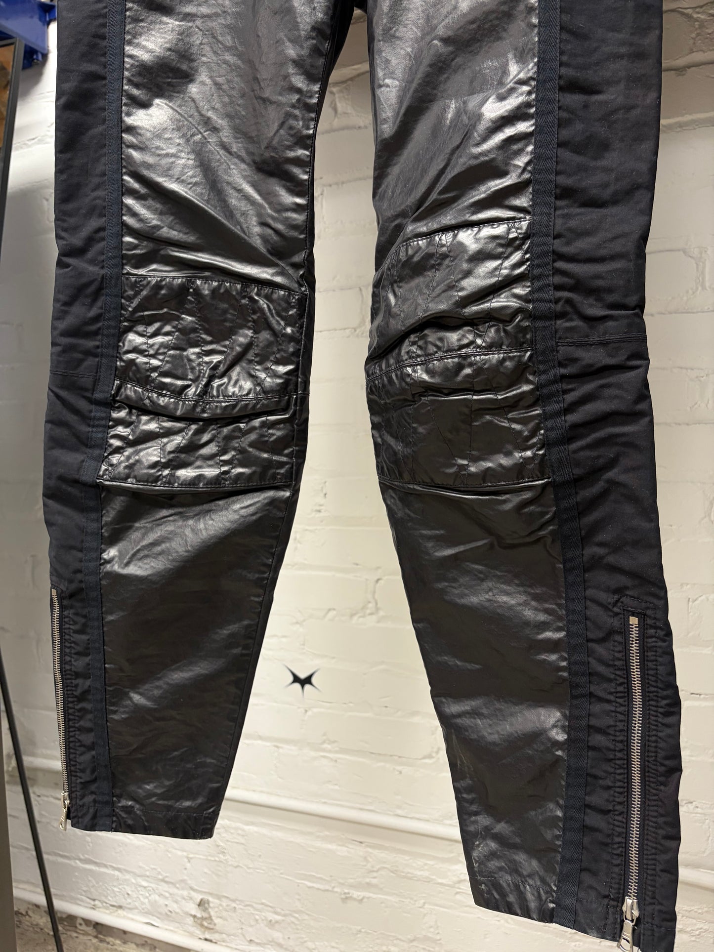 Dries Van Noten Leather Exposed Zip Skinny Biker-Knee Denim
