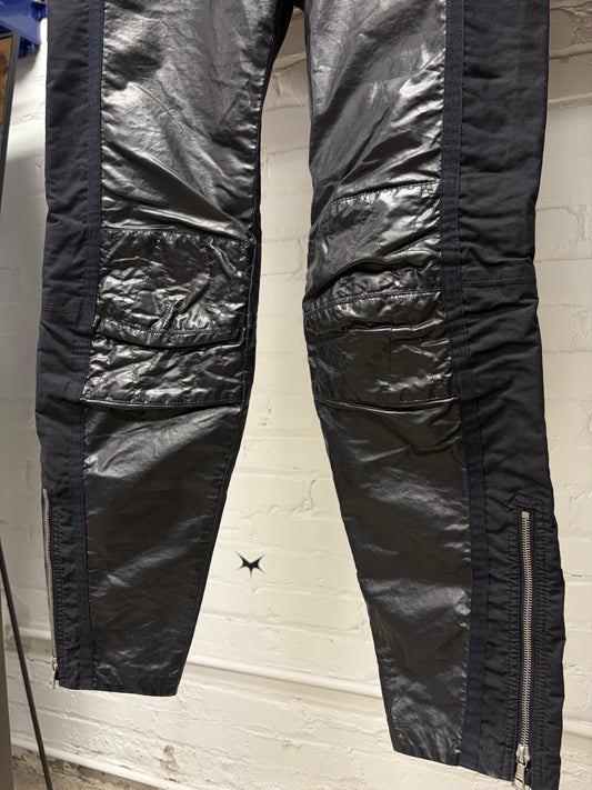 Dries Van Noten Leather Exposed Zip Skinny Biker-Knee Denim