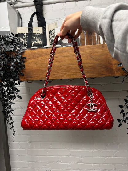 Chanel ‘Mademoiselle’ Quilted Red Patent Leather Mini Bowling Bag