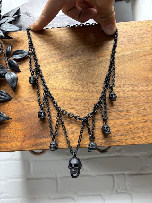 SS2006 Number (N)ine ‘Welcome to the Shadows’ Brass Multi-Skull Head Necklace
