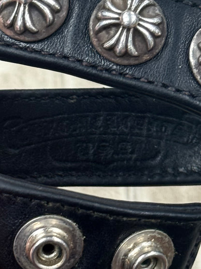 Chrome Hearts Cross Ball Button Snap Leather Bracelet