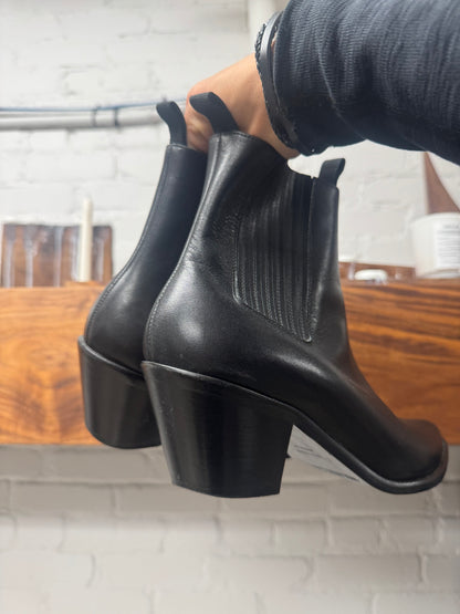 Helmut Lang Calfskin Leather ‘Cuban’ Heel Pointed Toe Boots