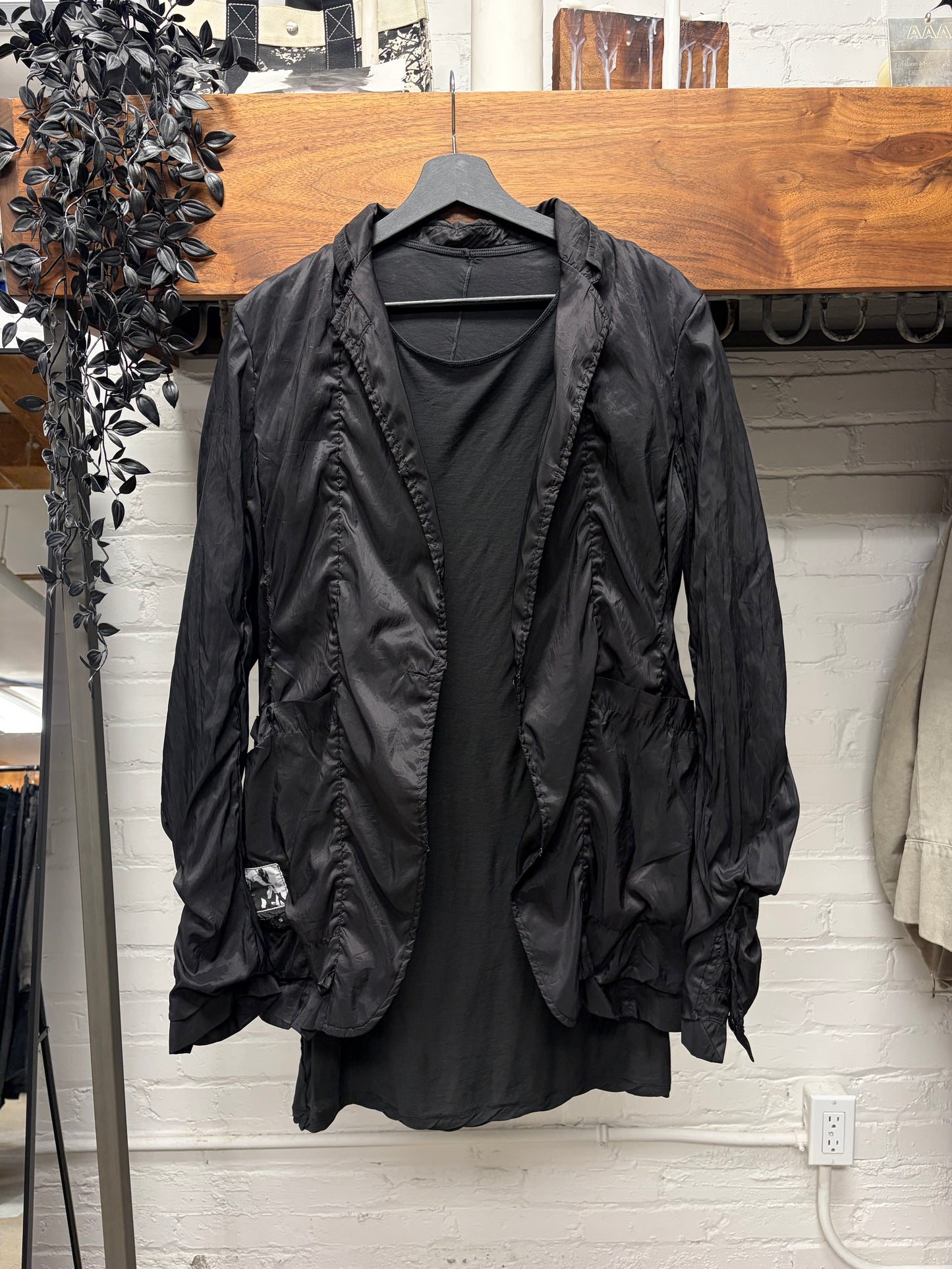 SS2014 Rick Owens ‘Vicious’ Layered Black T-Shirt + Nylon Blazer