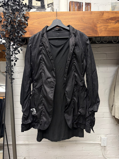 SS2014 Rick Owens ‘Vicious’ Layered Black T-Shirt + Nylon Blazer
