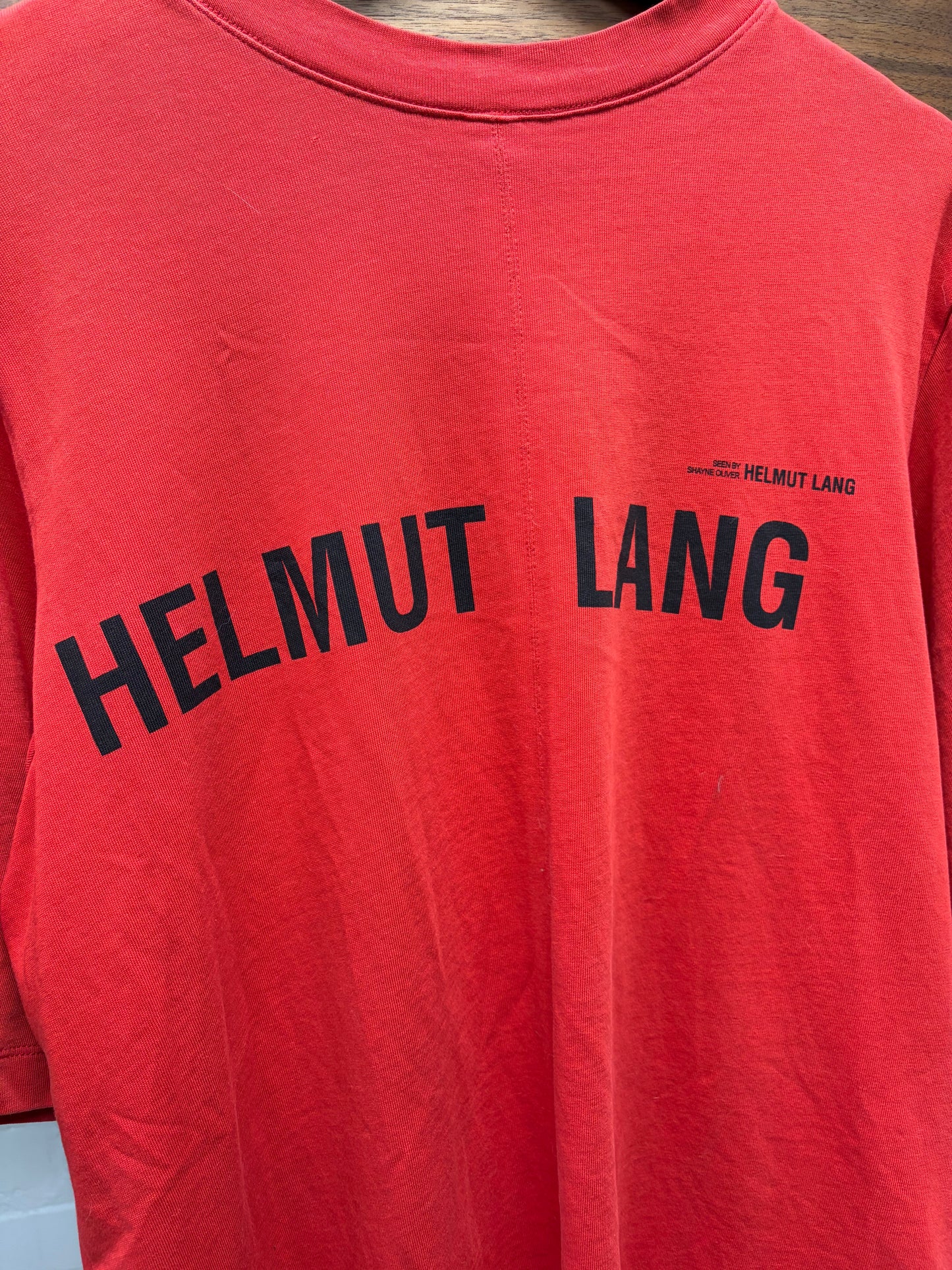 Helmut Lang by Shayne Oliver Red/Black Oversized Logo T-Shirt