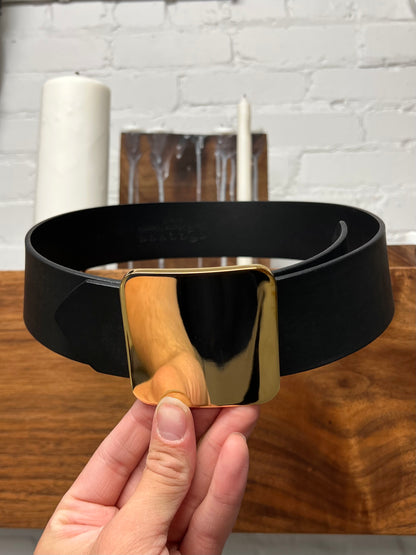 Maison Margiela ‘Square Buckle’ Gold/Black Leather Belt