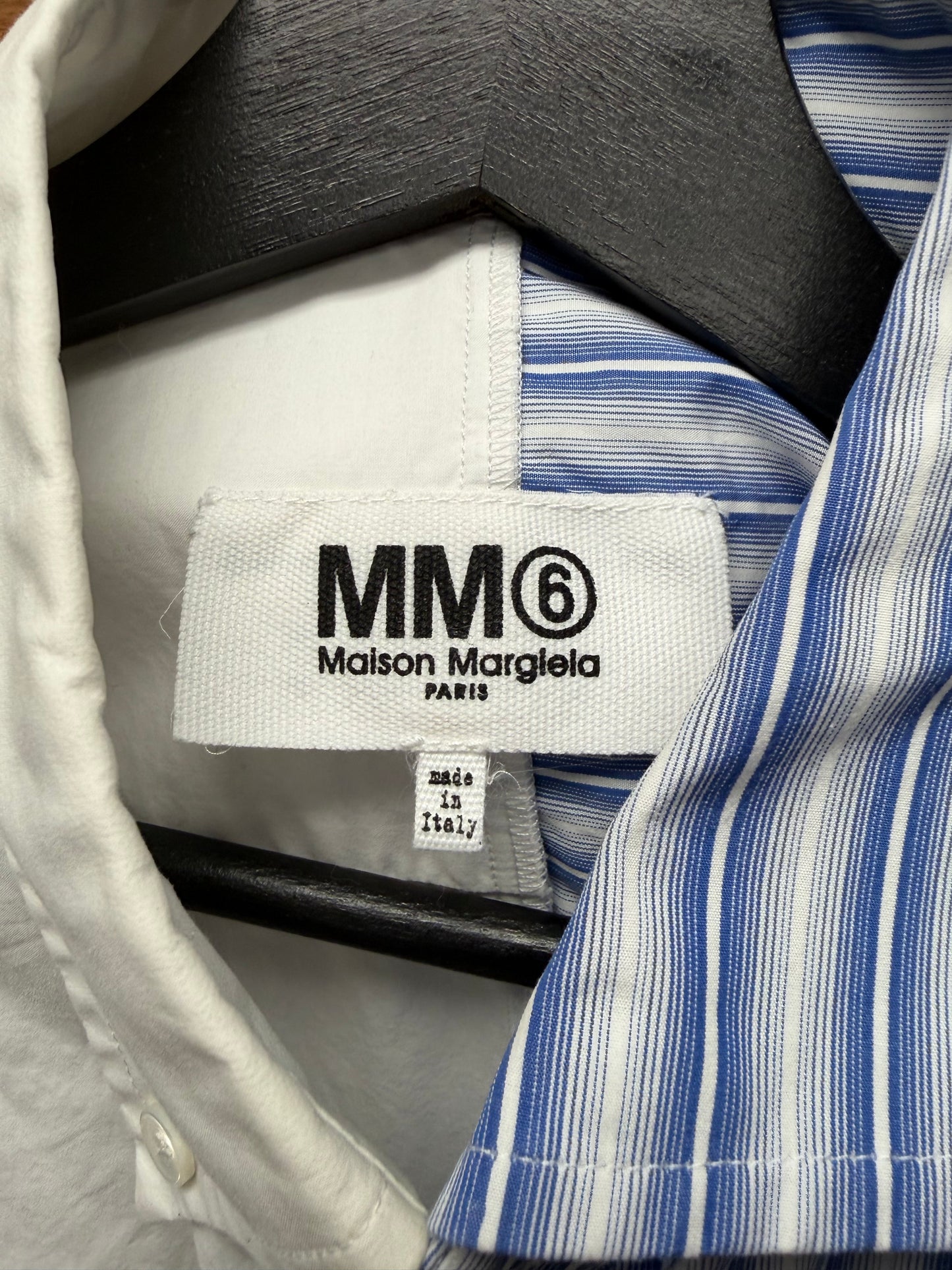 SS2023 Maison Margiela ‘Spliced Logo’ Pinstripe/White Button Up Shirt